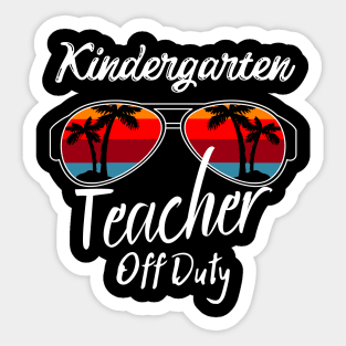 Kindergarten Teacher Off Duty, Retro Sunset Glasses, Summer Vacation Gift Sticker